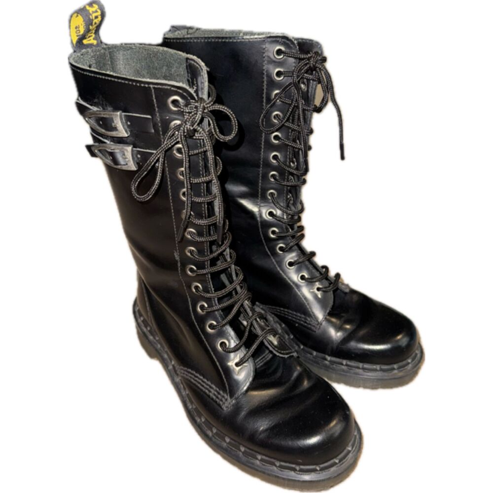 Dr Martens 1914 England Vintage Black 14-Eyelet Punk Mid Calf Combat Boots US 5